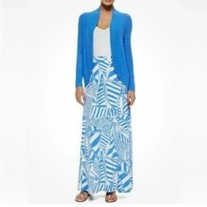 EUC Vintage Lilly Pulitzer Nola Sailboat Maxi Skirt, Bay Blue Yacht Sea, Size L